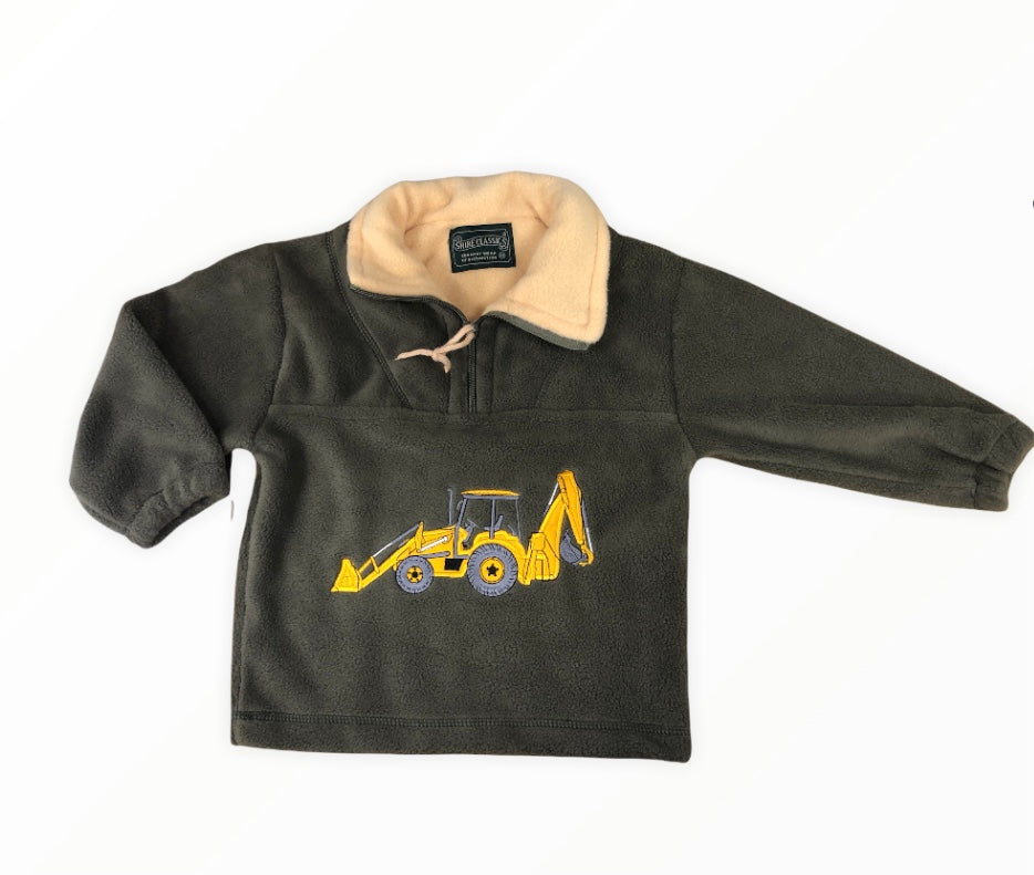 Boys' yellow digger Fleece in green. www.millscountrystore.com