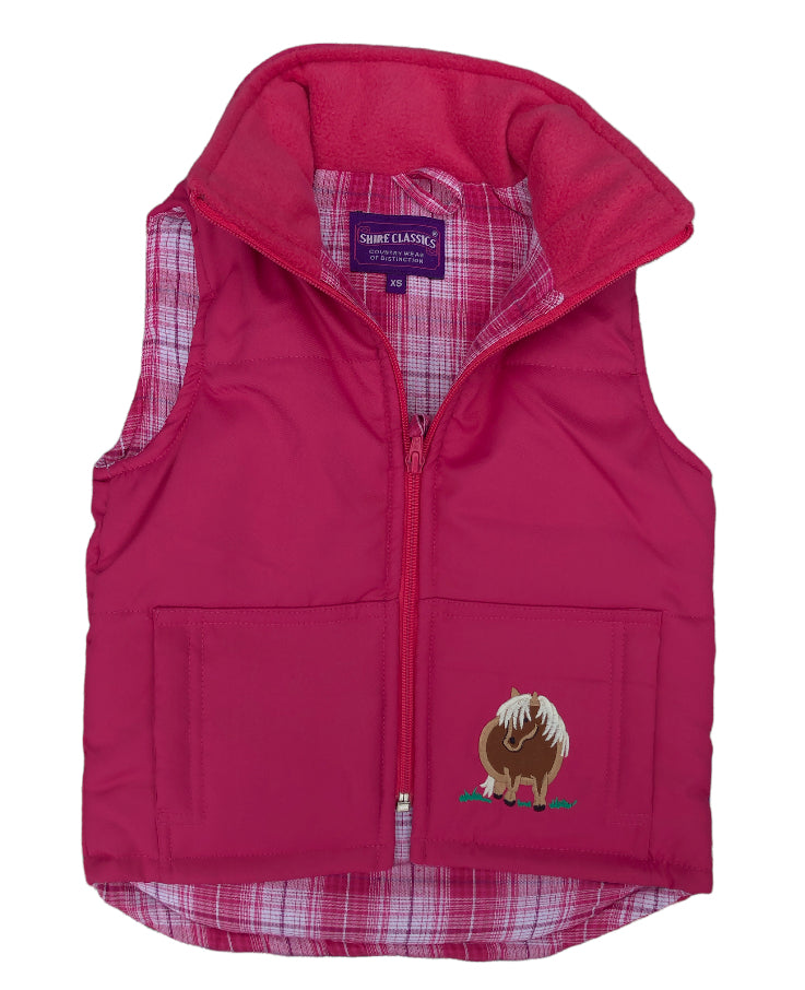 Shire Pink Pony Gilet with Pink Tartan Lining