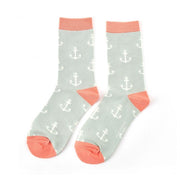 Miss Sparrow  Anchors Socks Duck Egg