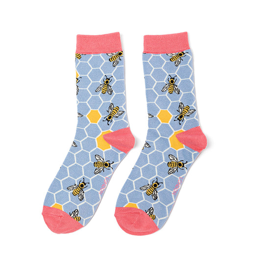 Miss Sparrow  Bee Hive Socks Powder Blue