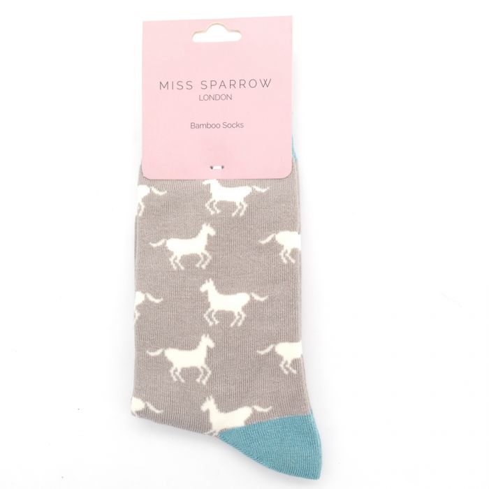 Miss Sparrow  Horses Socks Light Grey