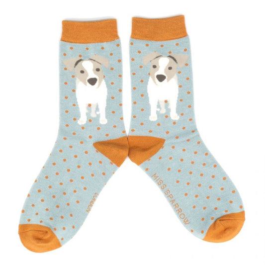 Miss Sparrow  Jack Russell Pup Sock Duck Egg