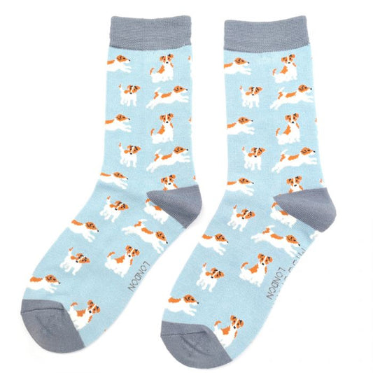 Miss Sparrow  Jack Russell Socks Powder Blue