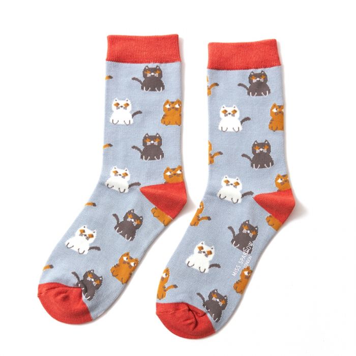 Miss Sparrow  Little Kitties Socks Duck Egg
