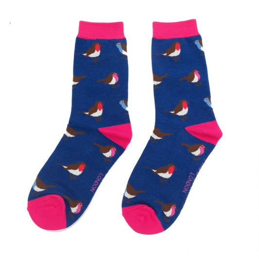 Miss Sparrow  MultiColour Robin Socks Navy