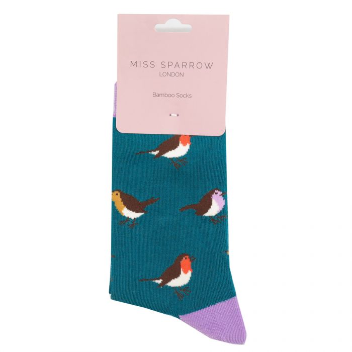 Miss Sparrow  MultiColour Robin Socks Teal