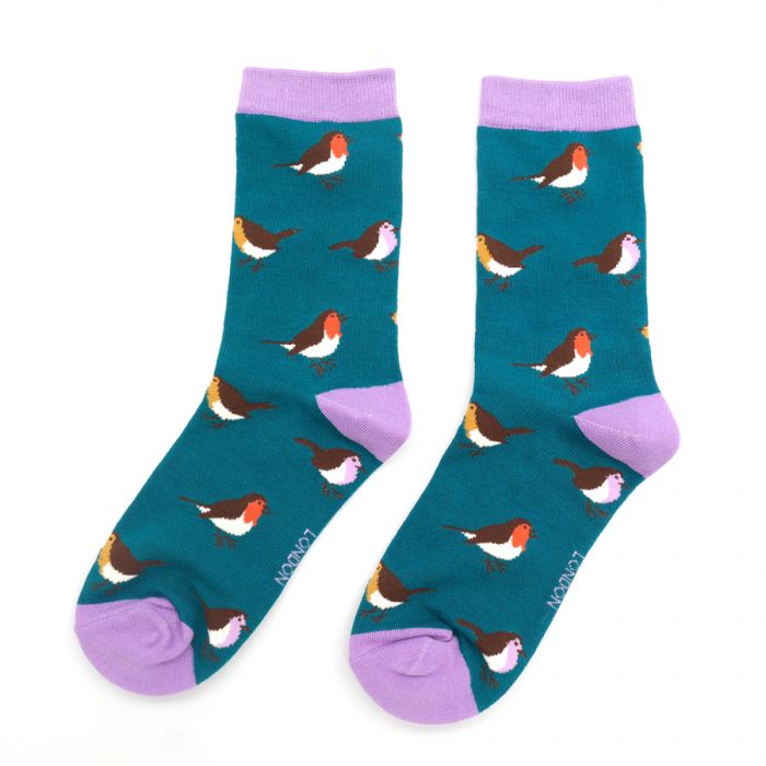 Miss Sparrow  MultiColour Robin Socks Teal