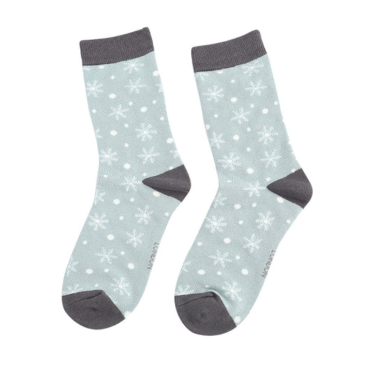 Miss Sparrow Snowflake Socks Duck Egg