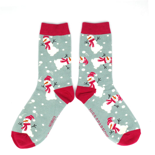 Miss Sparrow  Snowmen Socks Duck Egg