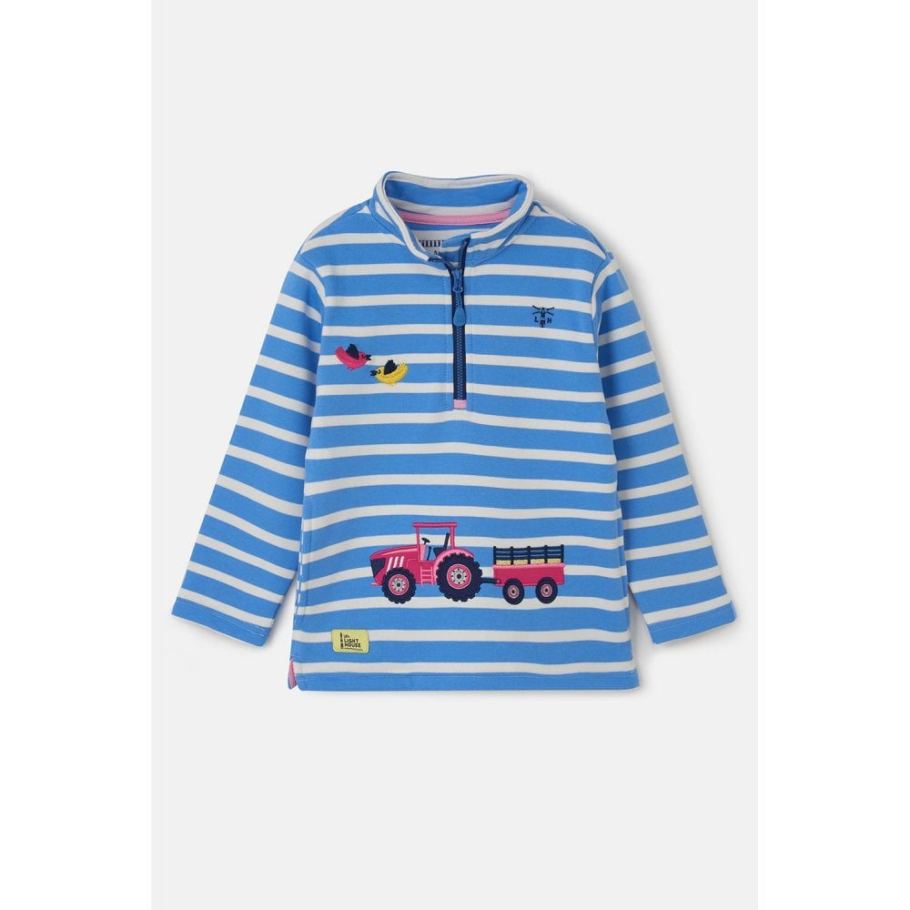 Lighthouse Girls Marina Stripe & Tractor Sweatshirt