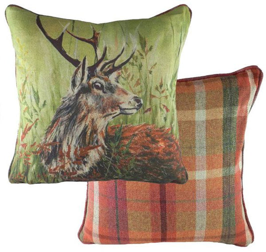 Evans Lichfield Piped Country Manor Stag Rustic Cushion