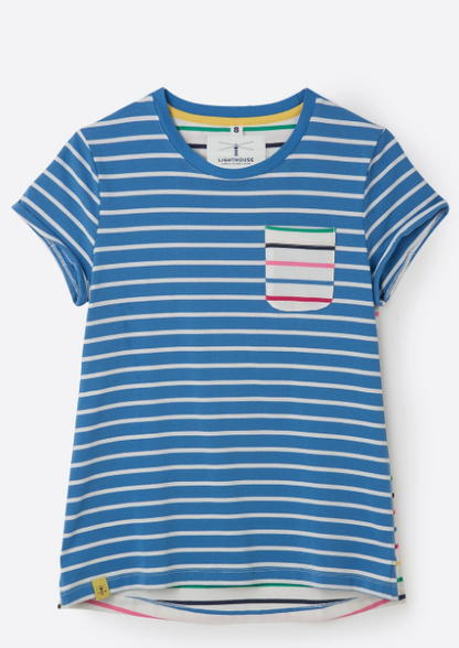 Lighthouse Causeway Short Sleeve T-Shirt -  Marine Blue Stripe