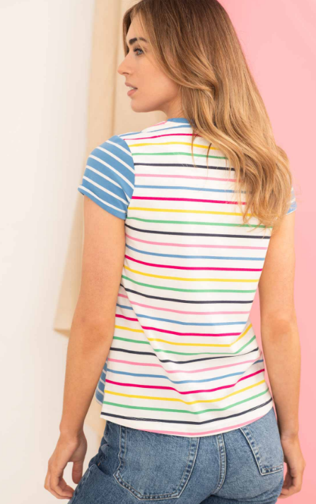 Lighthouse Causeway Short Sleeve T-Shirt -  Marine Blue Stripe