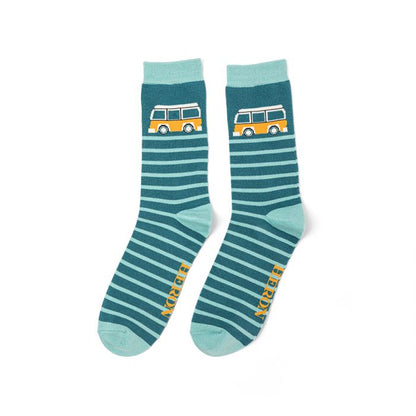 Mr Heron  Camper Stripes Socks Teal