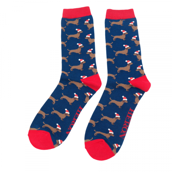 Mr Heron  Sausage Dog Santa Navy