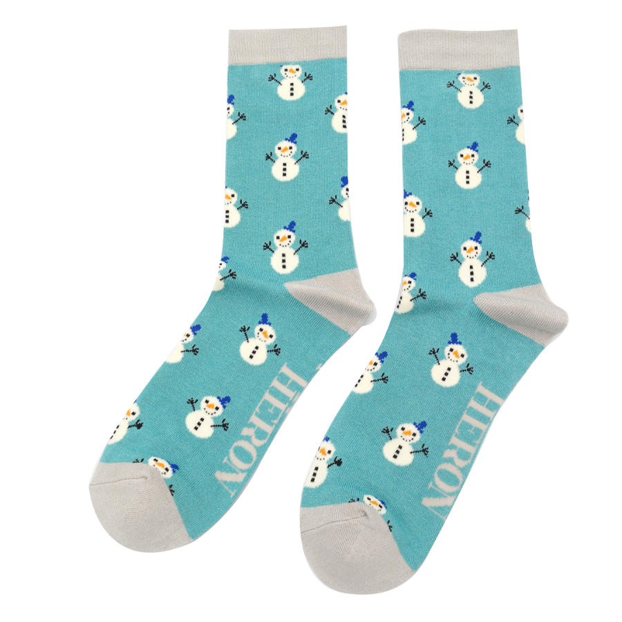 Mr Heron Snowman Socks Teal
