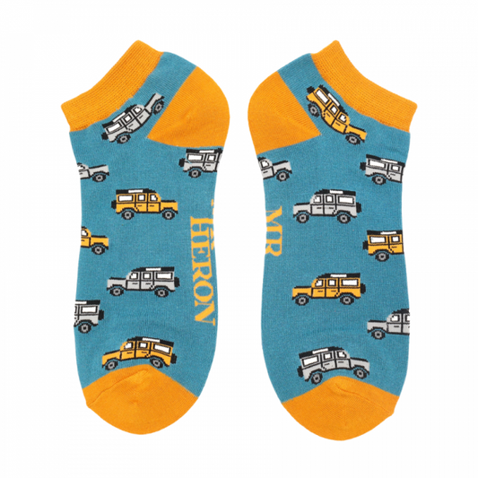Mr Heron  Ankle Jeep Socks Teal Blue