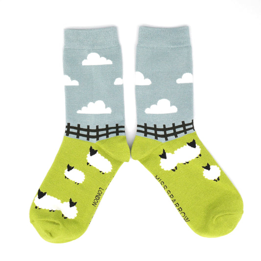 Miss Sparrow  Sheep Meadow Green Socks