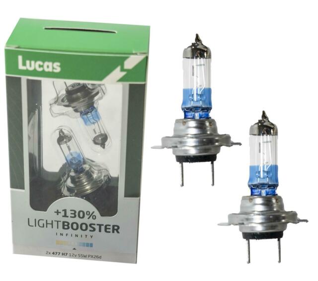 LUCAS H7 LightBooster Infinity 130% Brighter 12V 55W Halogen Headlamp Bulbs X2