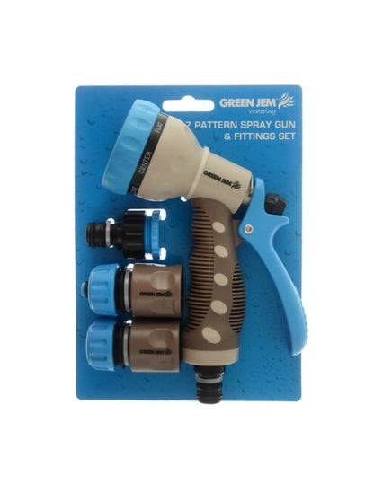 Green Jem 7 Pattern Spray Gun & Fittings Set