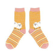 Miss Sparrow Sheep Friends Socks Mustard