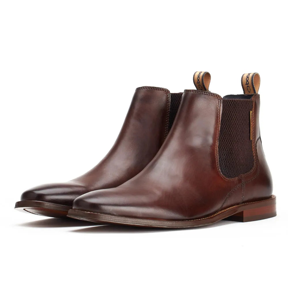 Base London Sikes Dealer Boot Washed Brown Leather Chelsea Style