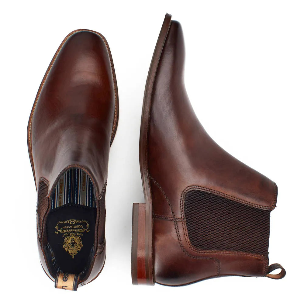 Base London Sikes Dealer Boot Washed Brown Leather Chelsea Style