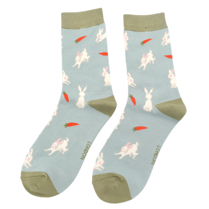 Miss Sparrow  Bunnies & Carrots Socks Duck Egg
