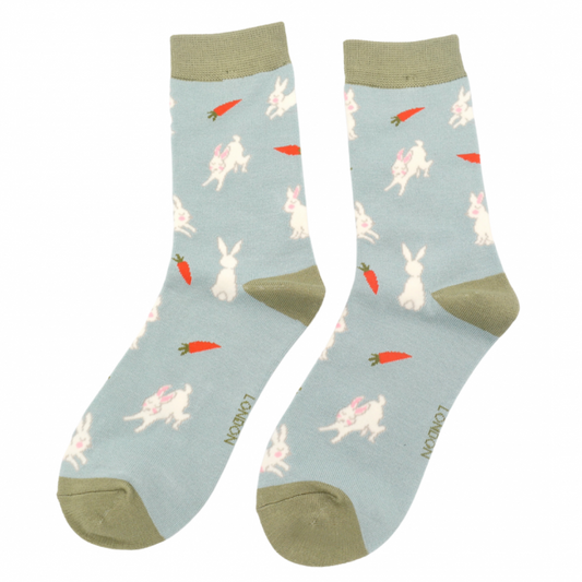 Miss Sparrow  Bunnies & Carrots Socks Duck Egg