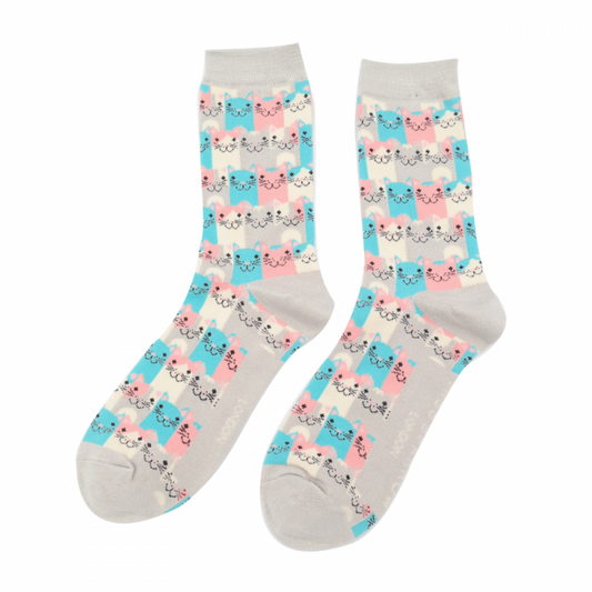 Miss Sparrow  Happy Cats Socks Silver