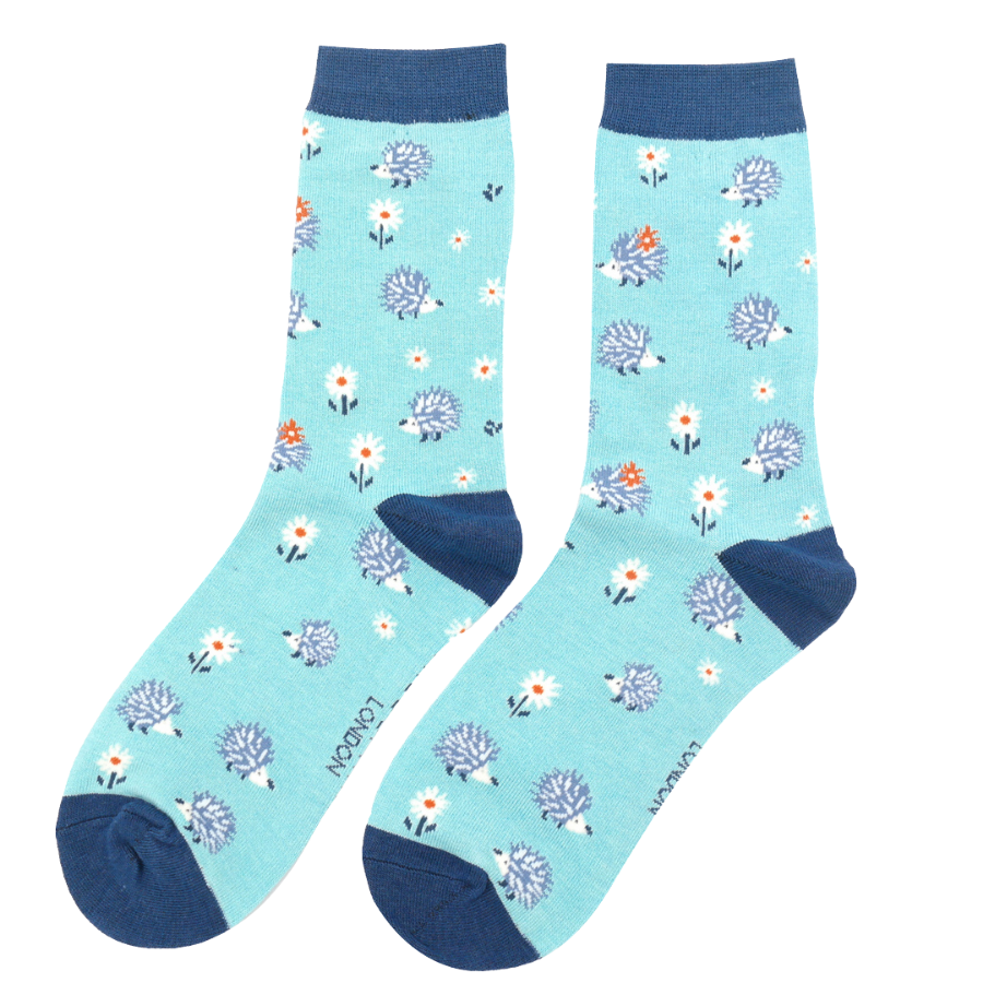 Miss Sparrow  Hedgehog & Daisy Socks Duck Egg