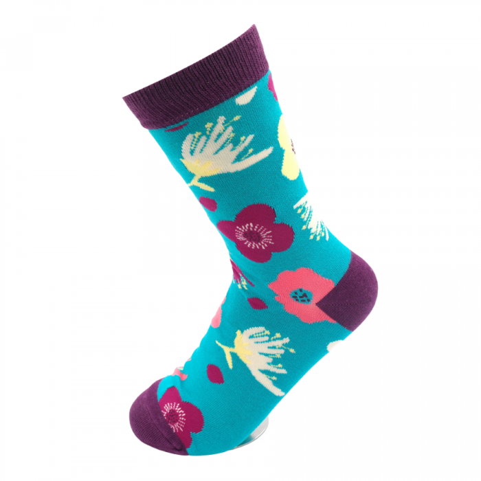 Miss Sparrow  Modern Floral Socks Turquosie