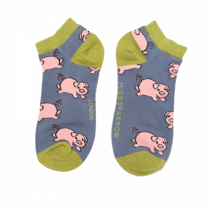 Miss Sparrow  Ankle Socks Piglets Cornflower