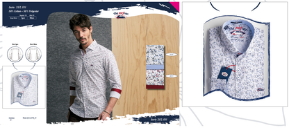 Surfcar Shirt Milan Cotton Blue & Grey Floral - 202011