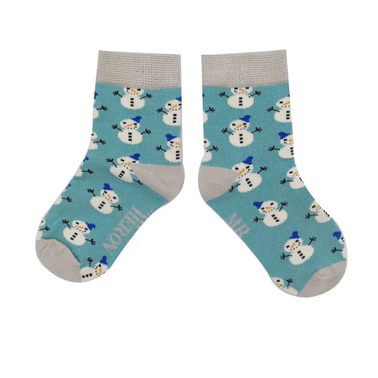Miss Sparrow  Little Snowmen Socks Teal