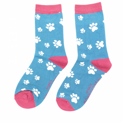 Miss Sparrow  Paw Prints Socks Denim