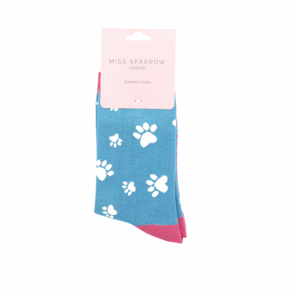 Miss Sparrow  Paw Prints Socks Denim